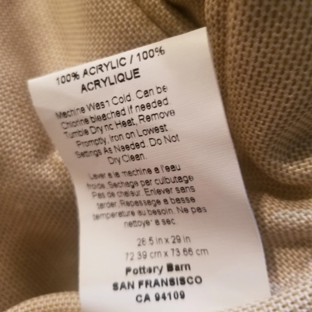 New Pottery Barn Sunbrella Torrey chair SLIPCOVER for cushions beige tan